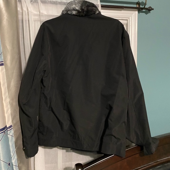 Fuzzy Collar Flap Pocket Jacket - Picture 2 of 3